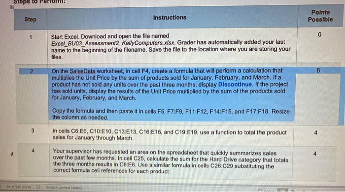 Solved Steps to Step Instructions Points Possible 0 1 Start | Chegg.com