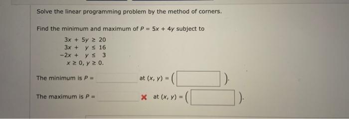 Solved Solve the linear programming problem by the method of | Chegg.com