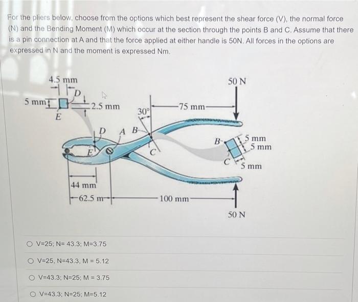 Solved For The Pliers Below, Choose From The Options Which | Chegg.com