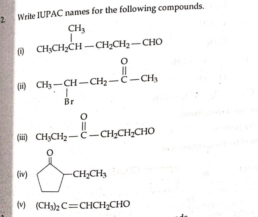 Solved 2. Write IUPAC Names For The Following Compounds. CH3 | Chegg.com