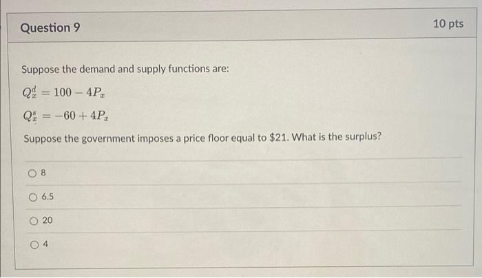 Solved Question 7 10 pts Suppose the demand function for a | Chegg.com