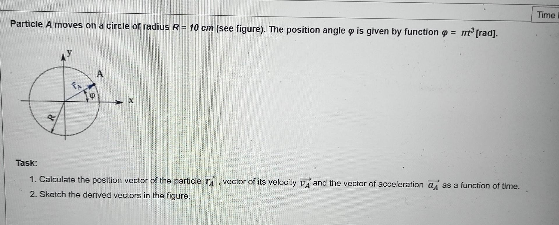 Solved Particle A moves on a circle of radius R=10 cm (see | Chegg.com