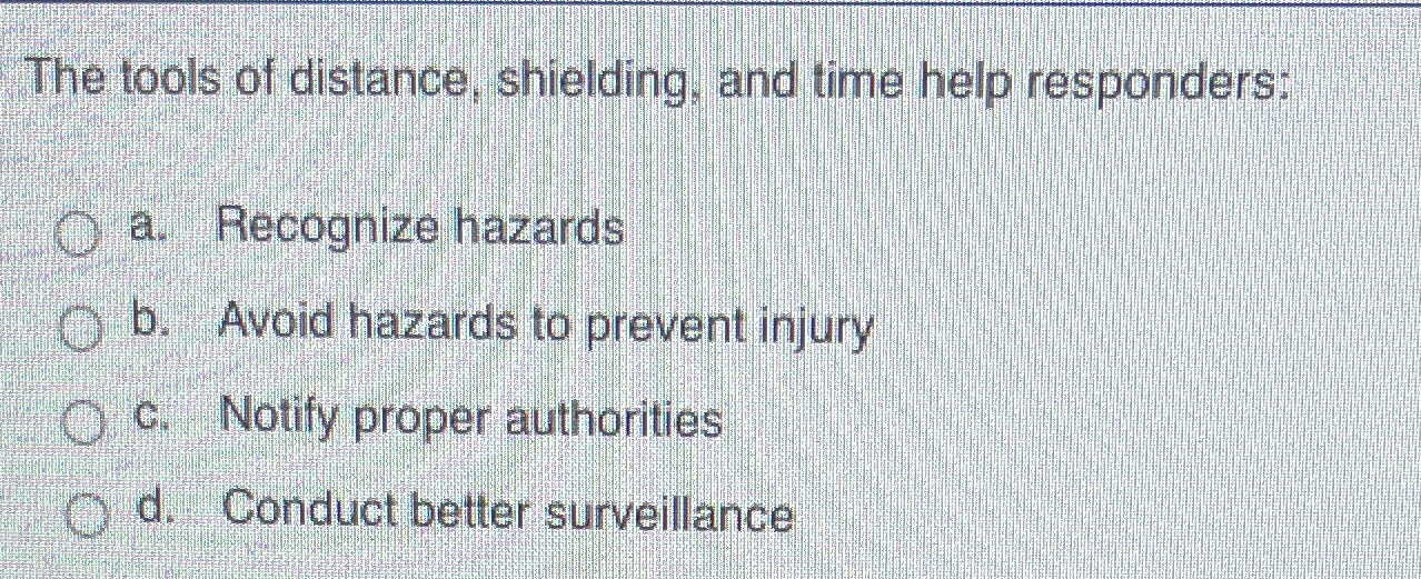 Solved The tools of distance, shielding, and time help | Chegg.com