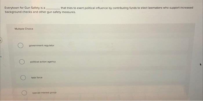 Solved Everytown for Gun Safety is a that tries to exert | Chegg.com