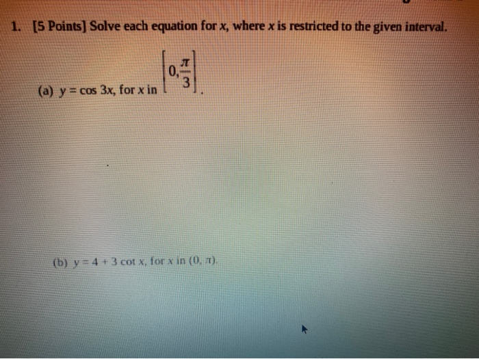 Solved 1. [5 Points] Solve each equation for x, where x is | Chegg.com