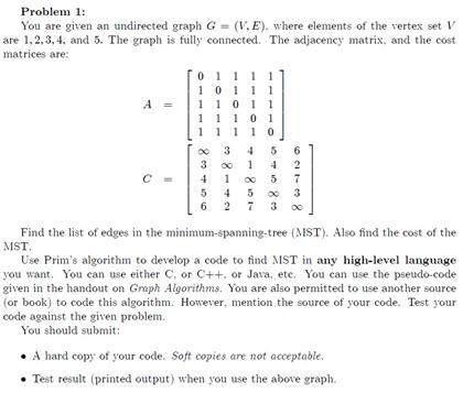 Solved You are given an undirected graph G = (V, E) where | Chegg.com