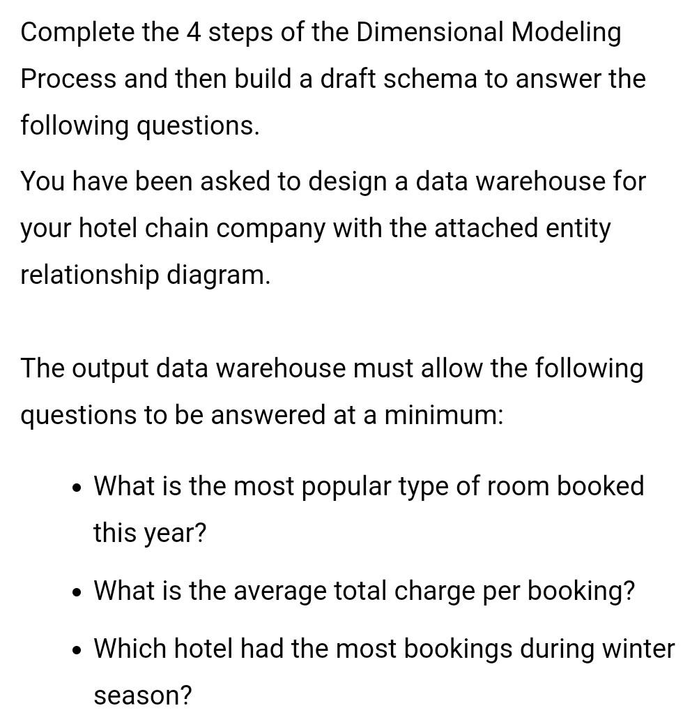 Solved Complete the 4 steps of the Dimensional Modeling | Chegg.com