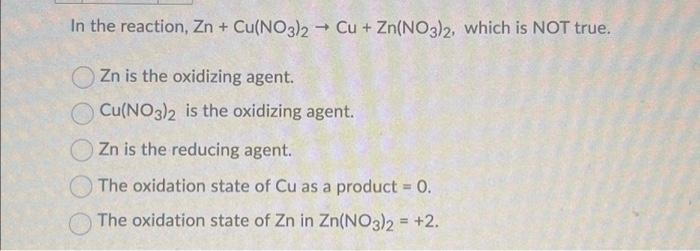 cu zn no3 2 probable reactants