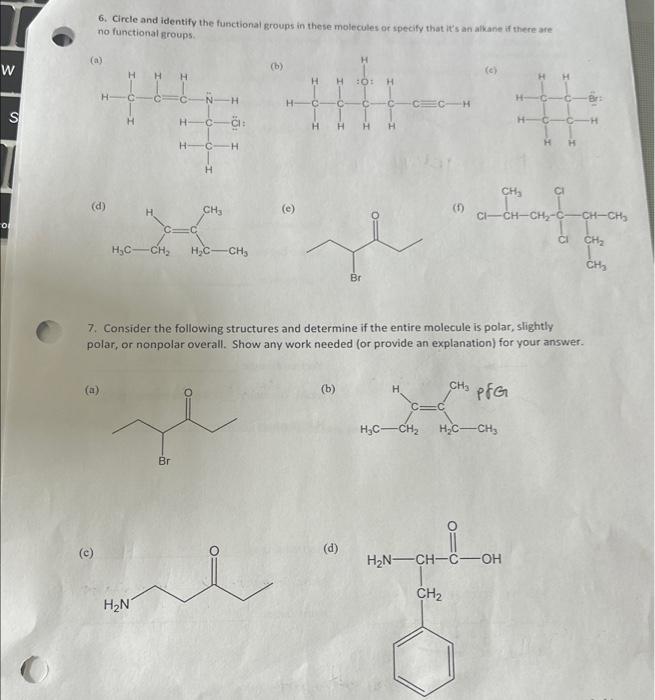 Solved 6. Circle and identify the functional groups in these | Chegg.com