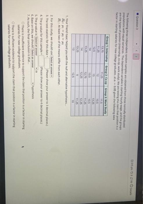 Solved Question 3 B05 pts 039 Details The following | Chegg.com