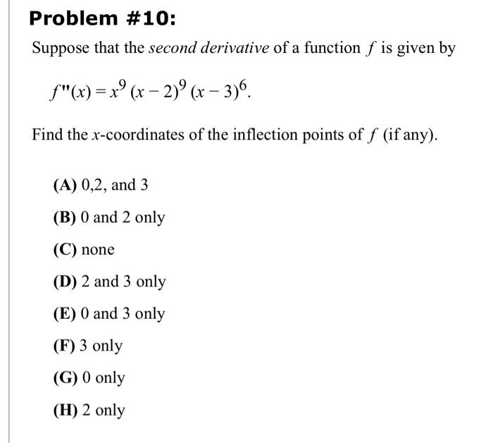 Solved Suppose That The Second Derivative Of A Function F Is