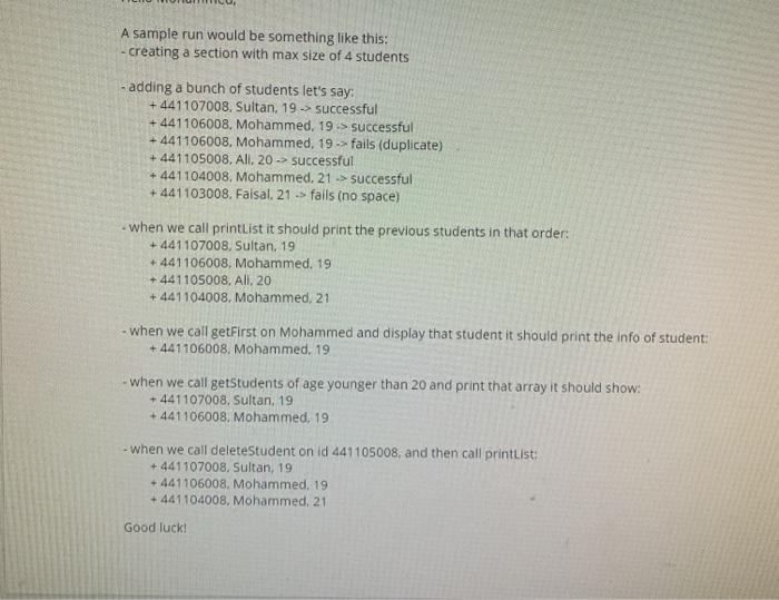 Solved Lab 1: Array of Objects Student - id : int name : | Chegg.com