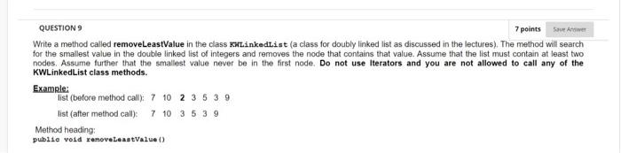 Solved QUESTION 9 7 points Write a method called | Chegg.com
