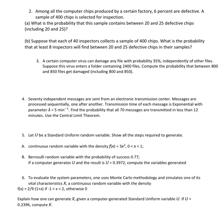 Solved 2. Among all the computer chips produced by a certain