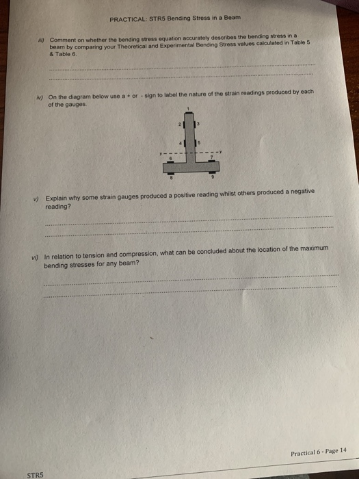 Solved PRACTICAL: STR5 Bending Stress In A Beam EXPERIMENT 2 | Chegg.com