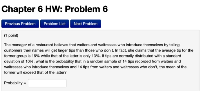 Solved Chapter 6 HW: Problem 6 Previous Problem Problem List | Chegg.com