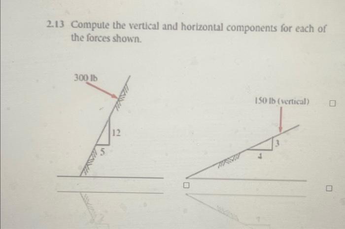 Solved 2.13 Compute the vertical and horizontal components | Chegg.com