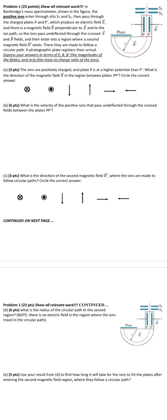 Solved In Bainbridge’s mass spectrometer, shown in the | Chegg.com