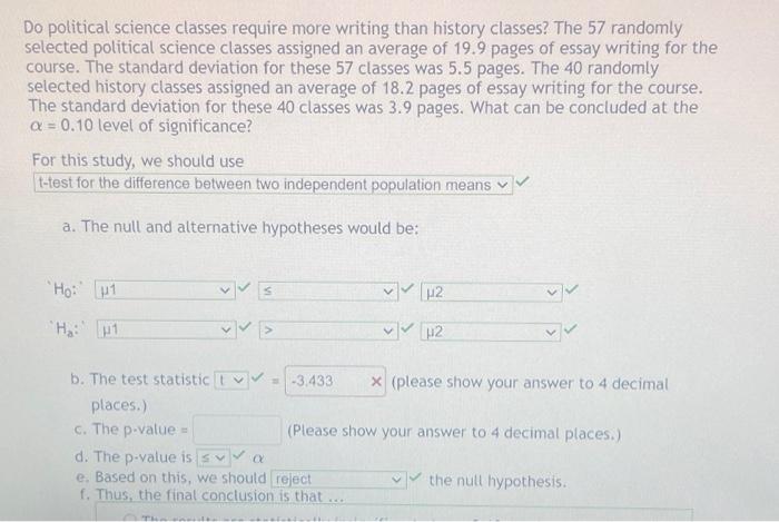 Do political science classes require more writing | Chegg.com