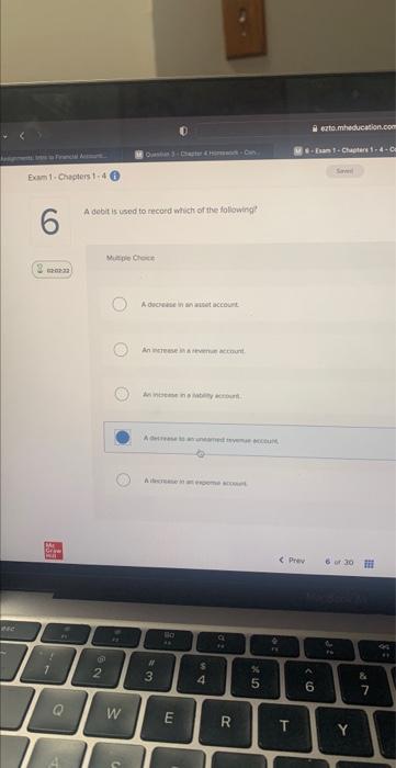 Solved A debit is used to record wivect of the followint?" | Chegg.com