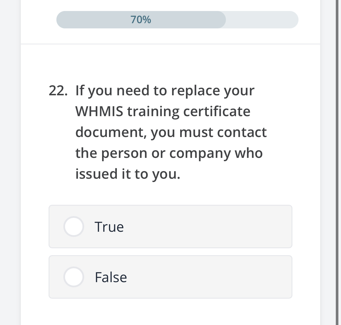 Solved 70 22 if you need to replace your whmis training chegg