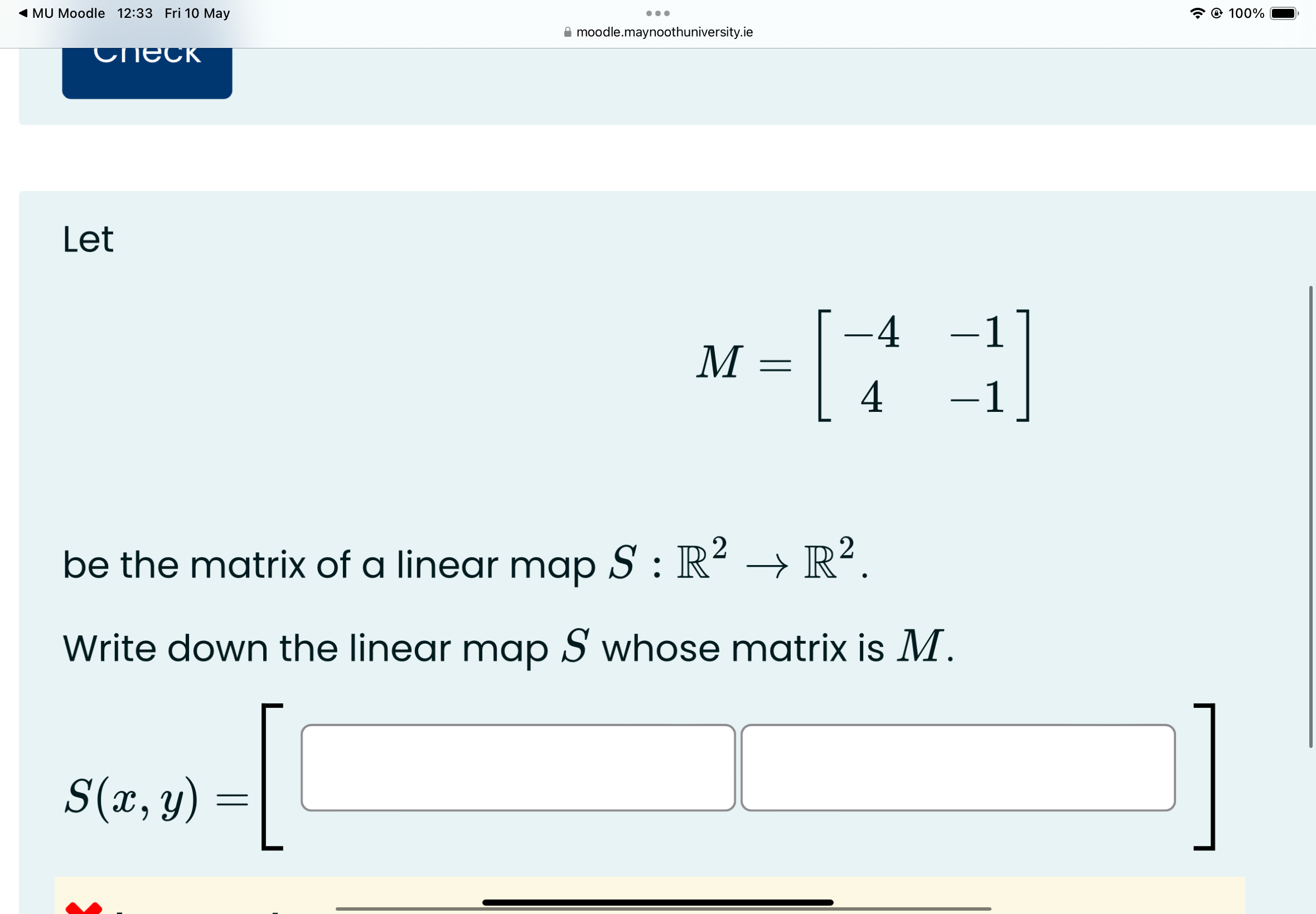 Solved LetM=[-4-14-1]be the matrix of a linear map | Chegg.com