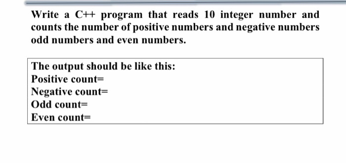 Solved Write a C++ program that reads 10 integer number and | Chegg.com