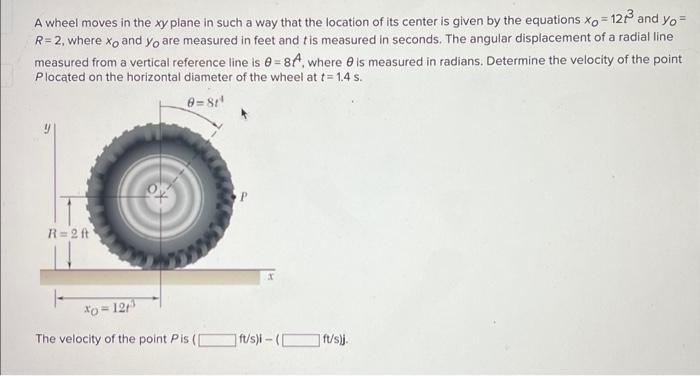Solved A wheel moves in the xy plane in such a way that the | Chegg.com