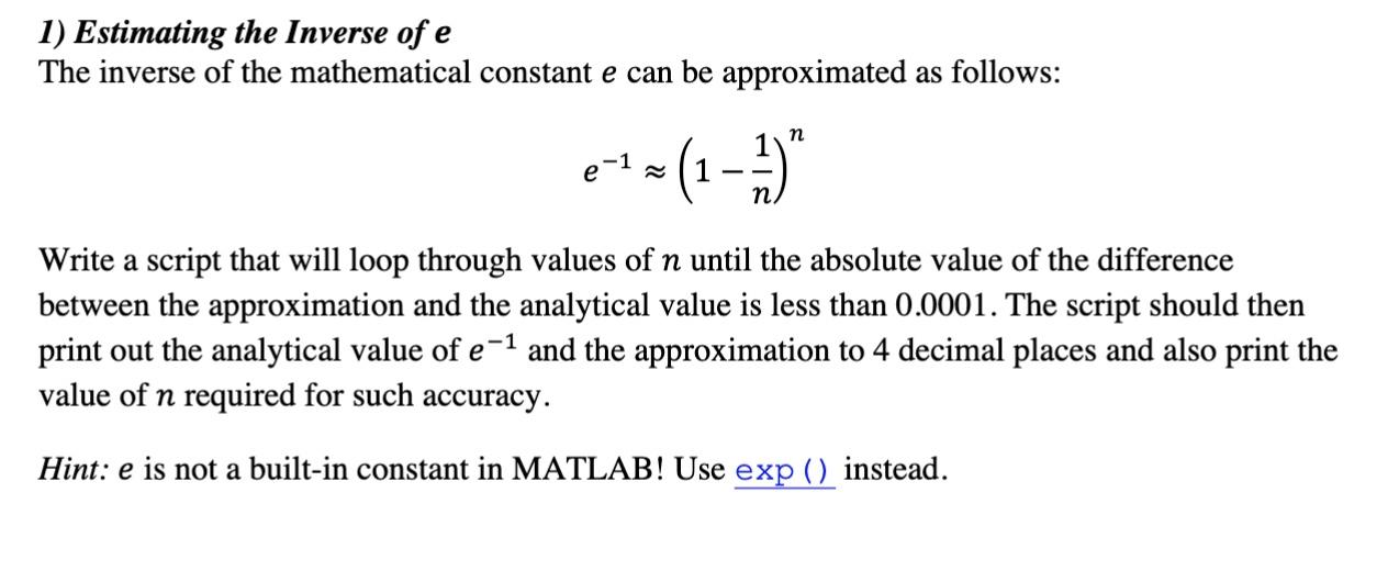 Solved Estimating the Inverse of eThe inverse of the | Chegg.com