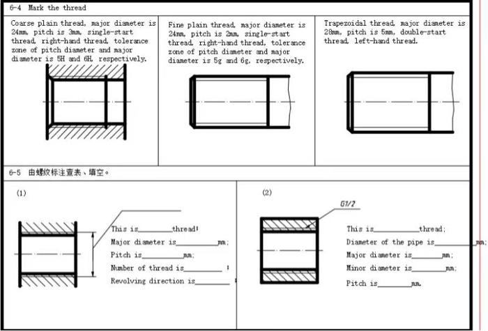 Solved 6-4 Mark the thread Coarse plain thread, major | Chegg.com