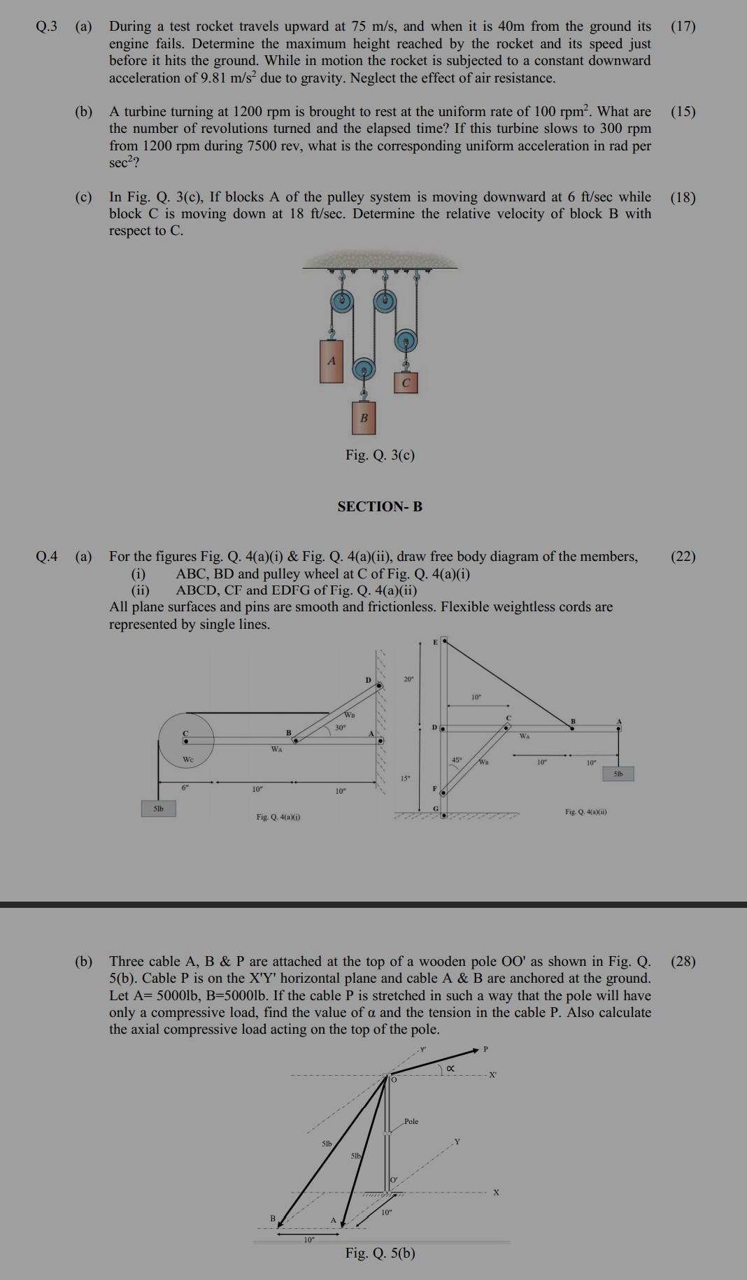 Solved Q.3 (a) (17) During A Test Rocket Travels Upward At | Chegg.com