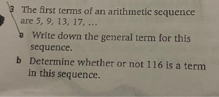 Solved 3 The first terms of an arithmetic sequence are 5