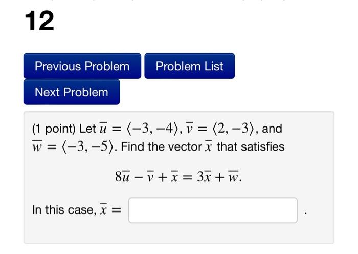 Solved 12 Previous Problem Problem List Next Problem (1 | Chegg.com