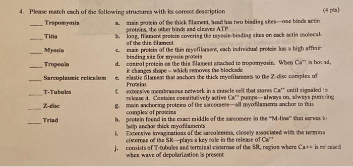 Solved 4. Please match each of the following structures with | Chegg.com