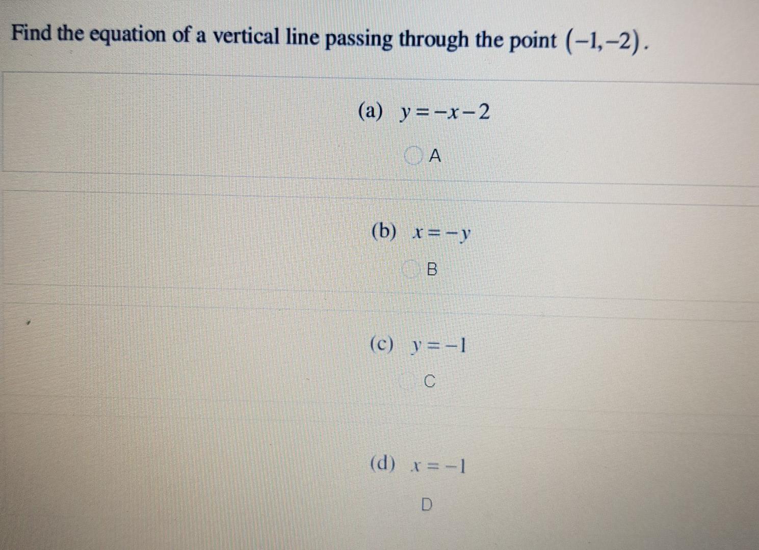 Solved Find the equation of a vertical line passing through | Chegg.com