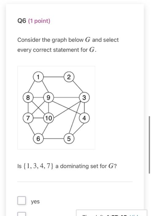 Solved Consider the graph below G and select every correct | Chegg.com