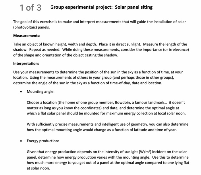 This Is A Physics Project On Creating Solar Panels Chegg Project On Creating Solar Panels