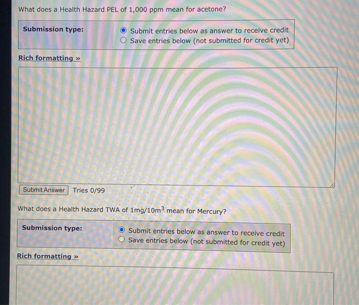 Solved What does a Health Hazard PEL of 1,000 ppm mean for