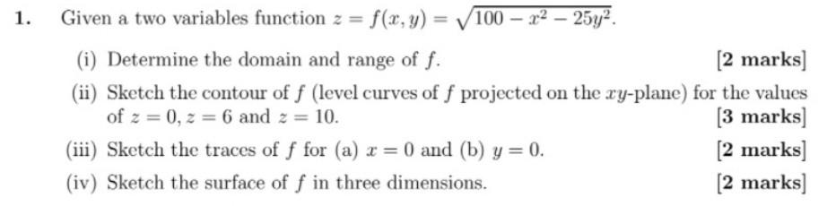 Solved 1 Given A Two Variables Function Z F X Y 100