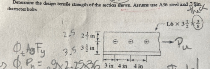 Solved Determine the design tensile strength of the section | Chegg.com