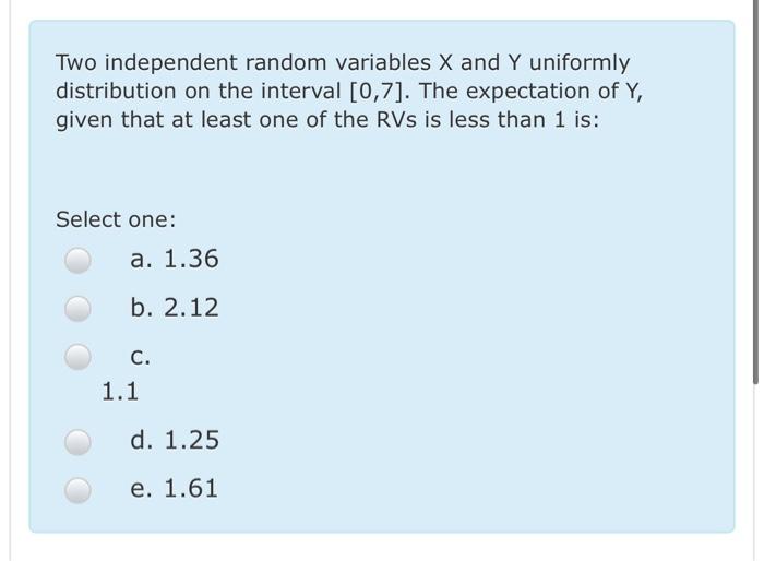 Solved Two Independent Random Variables X And Y Uniformly