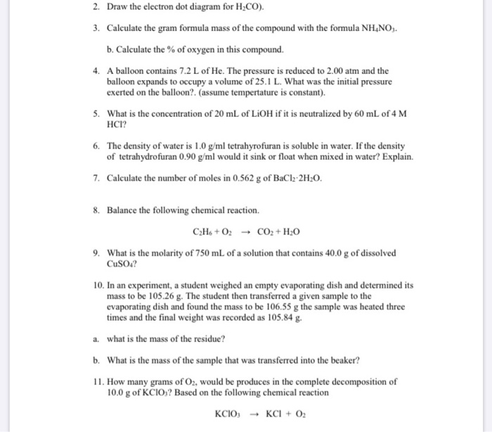 Solved 2. Draw the electron dot diagram for H2CO). 3. | Chegg.com