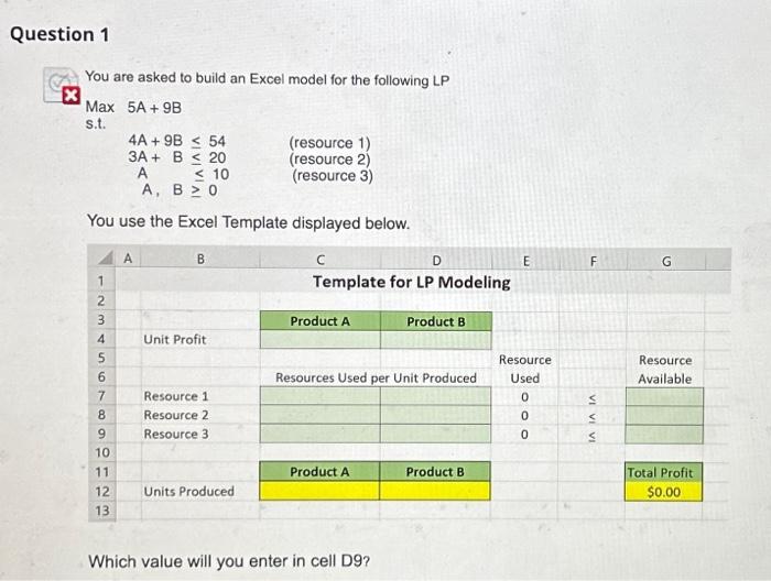 Solved Question 1 You are asked to build an Excel model for | Chegg.com