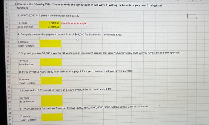 Solved 1 Compute the following TVM. You need to do the | Chegg.com