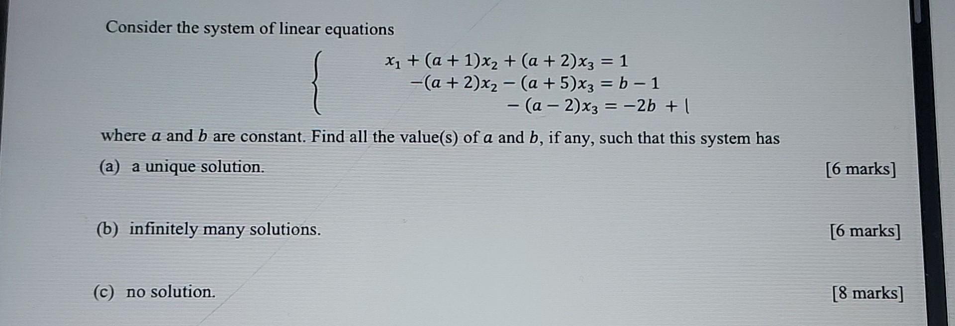 Solved Consider the system of linear equations | Chegg.com