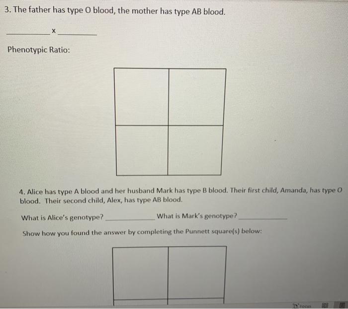 Solved Show the Punnett square and phenotypic ratios for the | Chegg.com