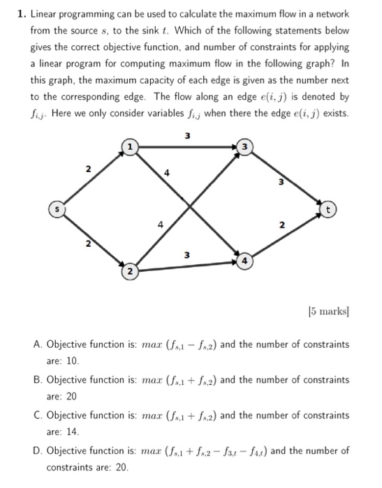 Solved 1. Linear programming can be used to calculate the | Chegg.com