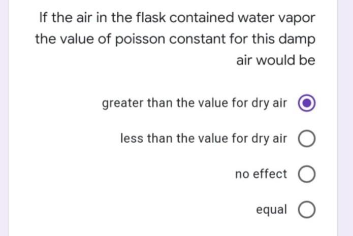 Solved If the air in the flask contained water vapor the | Chegg.com