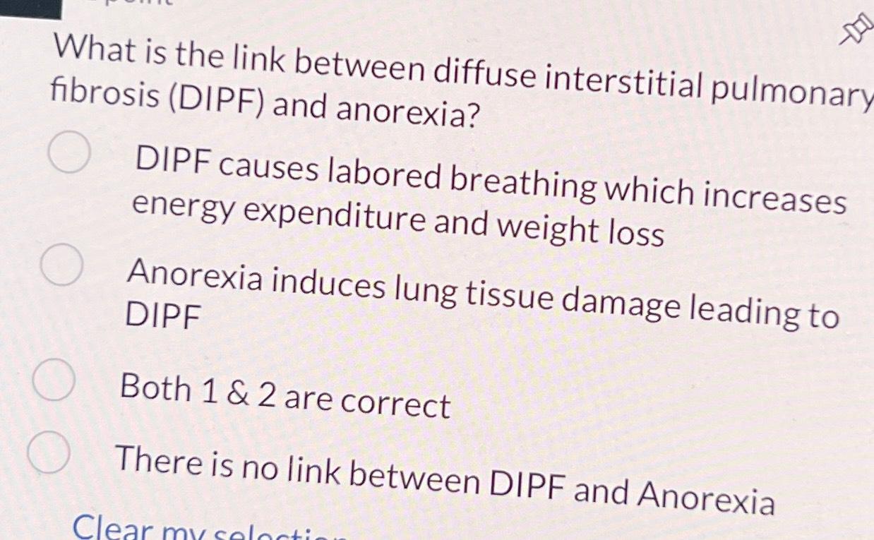 Solved What is the link between diffuse interstitial | Chegg.com