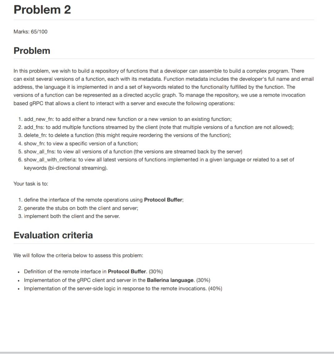 Solved Problem 1 Marks: 35/100 Problem This problem is | Chegg.com